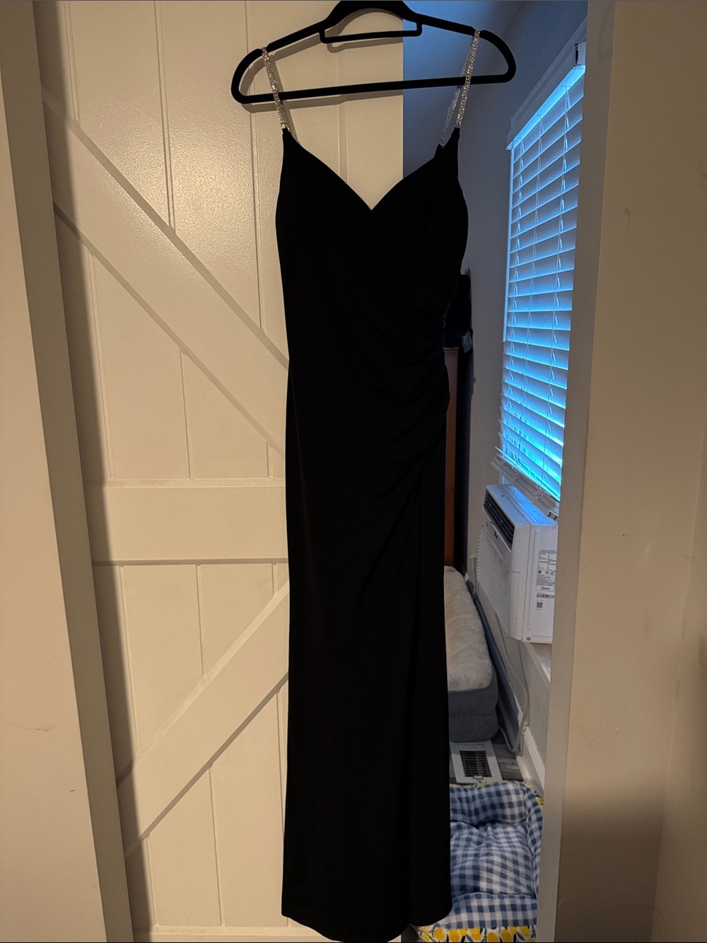 Black Evening Dress with Crystal Straps